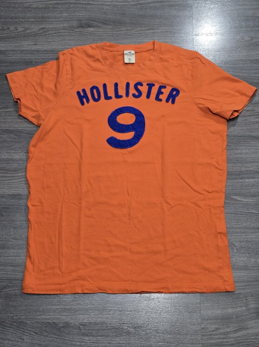 Hollister Orange Original Tee with Blue 9 Womens Size XL